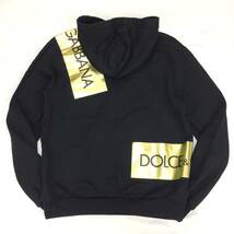 DOLCE＆GABBANA ドルチェ＆ガッバーナ セットアップ 上下 検 黒×金 ボックスロゴ フーディー プルオーバー パーカー 50=L～XL 上のみ_画像2