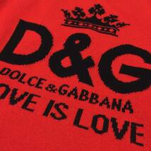 DOLCE＆GABBANA ドルチェ＆ガッバーナ LOVE IS LOVE DG KING ロゴ編み オールカシミヤ インターシャニット カシミヤセーター 赤 50=XL _画像5