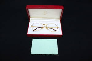 Cartier カルティエ TRINITY トリニティ Vintage 眼鏡 サングラス 55□18 135 ゴールドカラー 石付 度入り（管理ID：410）