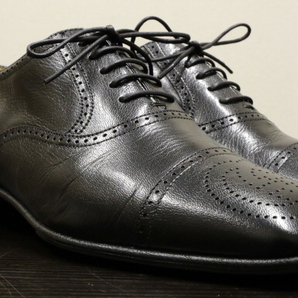 美脚 3.2センチ ヒール GUCCI ロゴ GGマーク ドレス シューズ オックスフォード フォーマル グッチ レザー 革靴 セミブローグ 黒 7.5(26.5)の画像5