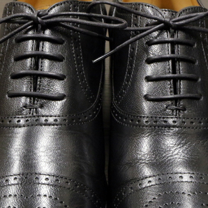 美脚 3.2センチ ヒール GUCCI ロゴ GGマーク ドレス シューズ オックスフォード フォーマル グッチ レザー 革靴 セミブローグ 黒 7.5(26.5)の画像9