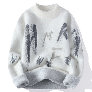 今季新作 新品セーター メンズセーター カシミヤウール混 ハイネック プルオーバー 長袖 トップス 柔らかい M～4XLサイズ選択可 ホワイト