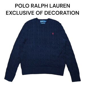 ポロラルフローレン　ケーブルニットセーター　ブラック　黒　POLO　Ralph Lauren　ポニー刺繍