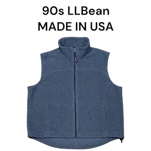 90s LLBean　ワンポイントロゴ刺繍　フリースベスト　古着　エルエルビーン