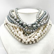 ■パールネックレス10点おまとめ■d約480.5g 真珠 pearl Pearl 貝パール アクセサリー accessory necklace ネックレス jewelry silver CE0_画像1