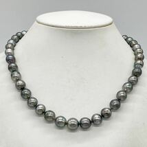 ■南洋黒蝶真珠ネックレス■d 約58.5g 47.5cm 8~12mm珠 パール pearl ネックレス necklaces silver ジュエリー EB0_画像2