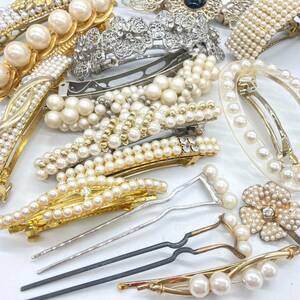 ■パール髪飾り20点おまとめ■d約254g 真珠 pearl Pearl 真珠 ヘアアクセ 貝パール accessory バレッタ jewelry silver CE0