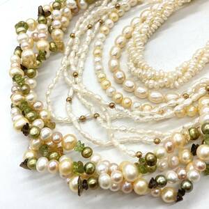 ■淡水パールネックレス5点おまとめ■d約212.5g 真珠 ケシ パール ベビー ペリドット pearl necklace accessory jewelry silver DA0 