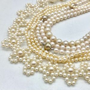 ■アコヤ本真珠ネックレス5点おまとめ■j 約131.0g 真珠 ケシ パール バロック ベビー pearl necklace accessory ゴールデンカラー