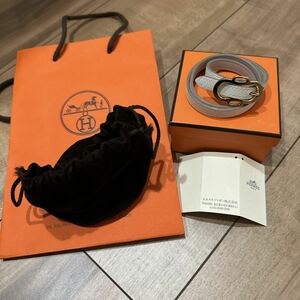 送料込 21年HERMES エルメス レザーブレスレット クレ×グリペール