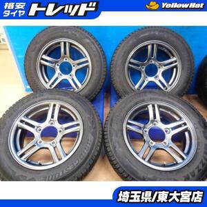 【東大宮】極上美品 ジムニー純正 軽量 エンケイ製 16X5.5J 16 5.5 +22 BS DM-V2 175/80R16 175 80 16 2018年製 スタッドレス4本SET