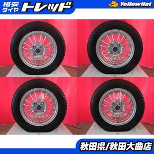 送料無料 限定1台! EURO SPEED 14 5.5 +45 4H100 中古 + BS BLIZZAK VRX 175/65R14 18年製造 中古4本セット bB ヴィッツ キューブ 等