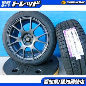 プリウスα 4本 スタッドレス 軽量 日本製 ホイール Weds Sport SA-67R 7.5J ET45 + NEXEN WINGUARD ice2 215/50R17 リーフ 岡崎