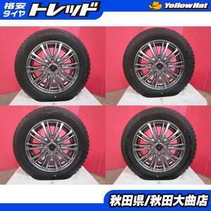 送料無料 限定1台! Fang 14 5.5 +48 4H100 中古 + DL WM02 175/65R14 22年製造 中古4本セット キューブ フィット 等に