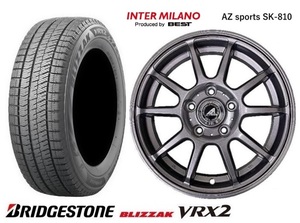 新品4本SET AZsports SK-810 6.0J+43 5H-100 ブリヂストン BLIZZAK VRX2 23年 185/65R15インチ 10系 シエンタ E-Four ハイブリッド HV