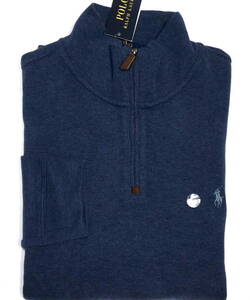 ◆SALE◆【新品】ラルフローレン ■ リブニットプルオーバー ■ メンズ XL / US L ■ クォータージップ ブルーグレー POLO RALPH 正規品