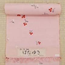 2311A-2369●関着/反物/紬/民芸紬/はなゆき/花柄/リメイク・材料等に/新品/未仕立て/正絹/(梱包サイズ：60)_画像1