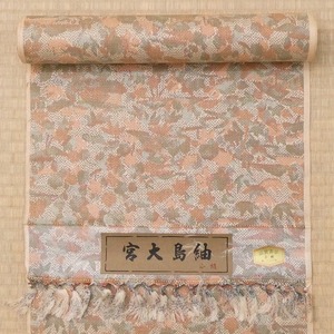 2312A-2011●関着/反物/紬/宮大島紬/花柄等/新品/未仕立て/正絹/(梱包サイズ：60)