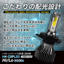 プロボックス サクシード LED バルブ トヨタ TOYOTA H4 CSP ヘッドライト 50系 160系 6500K Hi/Low 車検 爆光 ホワイト 024_画像4