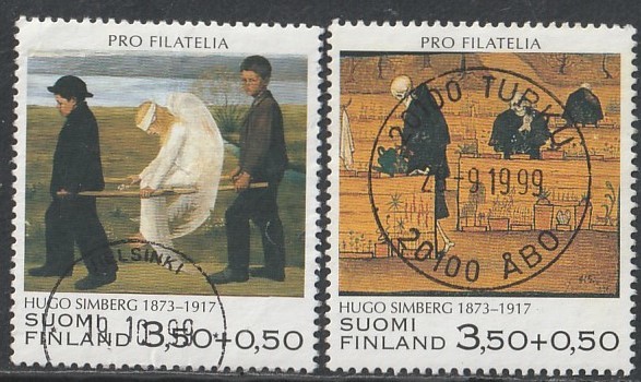 फ़िनलैंड 1999#बी263-पेंटिंग (गार्डन ऑफ़ डेथ/एंजेल) 2 पूर्ण $4.25, एंटीक, संग्रह, टिकट, पोस्टकार्ड, यूरोप