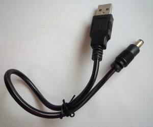 USB-DCケーブル　DCケーブル　DCコード　30cm φ5.5㎜　DCプラグ　オス-USB　オスDC電源ケーブル　黒　ブラック　USBケーブル　