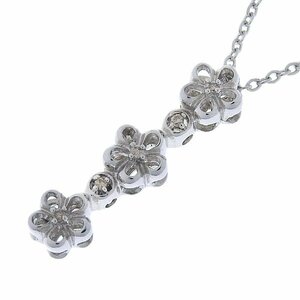 1円 ◆美品◆ ミチコロンドン MICHIKO LONDON SV925 ダイヤモンド 0.05ct フラワー 3連 ネックレス レディース [Y02634]