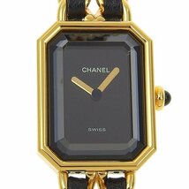 1円 不動 ジャンク シャネル CHANEL クオーツ プルミエールM 黒文字盤 GP×GP レディース 腕時計_画像1