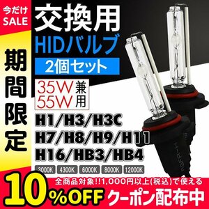 HID 交換用バルブ H1 H3 H3C H7 H8 H11 HB3 HB4 35W 55W兼用2本組 モデル信玄