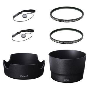 6点セット EW-63C & ET-63 互換 レンズフード と UVフィルター 58mm と 紛失防止ホルダーのset RF24-50mm F4.5-6.3 IS STM 対応