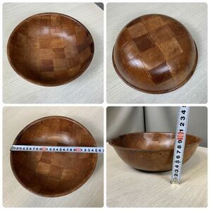 KY52】木製 サラダボウル 食器 おしぼり置き セットの画像5