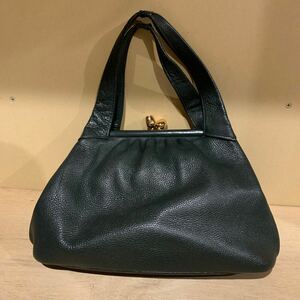 KY53】ハンドバッグ 深緑　がま口　バッグ　鞄　