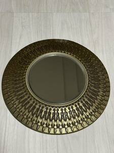 YR8)壁掛けミラー　大きいサイズ　個性的　レトロ　鏡　大きい鏡　ミラー　インパクト　オシャレ　アンティーク風　ゴールド　金　