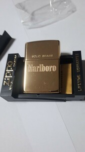 未使用　Marlboro　Zippo　SOLID　BRASS　マルボロジッポー　ソリッドブラス　ハイポリッシュ仕上げ　1991年製造　希少品　懸賞品