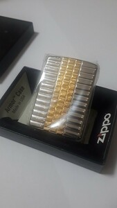 未使用　Armor　Case　Zippo　アーマージッポー　両面柄　金銀色コンビ仕上げ　2013年製造　希少デザイン品　