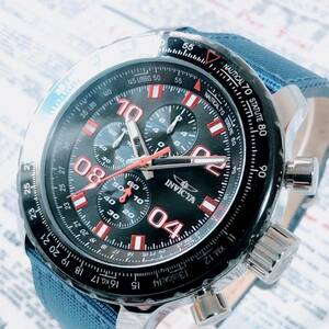 #2878【お洒落な高級感】メンズ 腕時計 インビクタ Invicta クォーツ 黒文字盤 Quartz 動作良好 ブラック クロノグラフ インヴィクタ 箱付