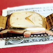 #2907【渋くてお洒落】メンズ 腕時計 ブローバ 動作品 17石 アンティーク ヴィンテージ 1953年 手巻き 機械式 Bulova 金メッキ ゴールドP_画像8
