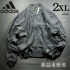 1円〜 adidas アディダス ID2.0 ボンバージャケット 2XLsize 黒 ブラック ウェア 伸縮性 ゆるい 秋 冬 保温 アウター ゴルフ 裏起毛 XO