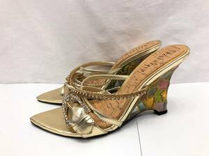 ESPERANZA stained glass manner heel sandals M approximately 23~23.5cm gold group Esperanza 23121101