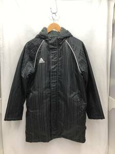 adidas キッズ ベンチコート ストライプ 160 ブラック系 子供用 アディダス 23120402