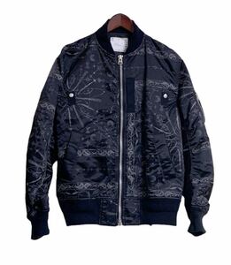 Sacai Dr.woo BANDANA PRINT MA-1 BOMBER JACKET サイズ2 サカイ ドクターウー バンダナプリント MA1 ボンバージャケット ブラック 22AW