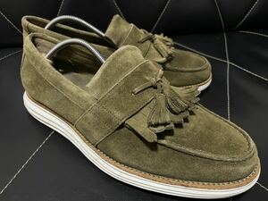 極美品 COLE HAAN コールハーン 9M 161 C11569 L12 レザーシューズ ローファー タッセルローファー フリンジ ルナロン スエード メンズ 