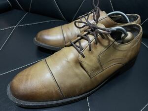 極美品COLE HAAN コールハーン 9.5M C24042 FC K17 レザーシューズ ビジネスシューズ 革靴 本革 ストレートチップ メンズ 紳士用 ブラウン