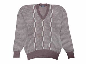 極美品 MUNSINGWEAR マンシングウェア セーター ニットトップス Vネック チェーン編み メンズ サイズL ゴルフ 