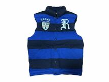 美品 RALPH LAUREN RUGBY ラルフローレン ダウンベスト ダウン フェザー ボーダー メンズ 秋冬 ワッペン _画像1