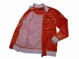 ultimate beautiful goods Callaway Callaway knitted tops full Zip Zip up jacket jacket border cut and sewn cotton Golf embroidery 