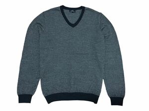 極美品 346 BROOKBROTHERS ブルックスブラザーズ セーター ニット トップス Vネック 千鳥格子柄 リブ メンズ 秋冬