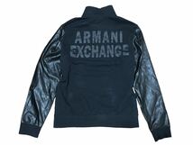 極美品 ARMANI EXCHANGE アルマーニエクスチェンジ AX ハーフジップ プルオーバージャケット 切り替え 合成皮革 綿 ロゴ 高級感◎ メンズ_画像1