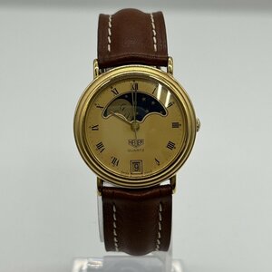 【ジャンク品】TaGHeuer タグホイヤー ムーンフェイス HL100G クォーツ 不動品 動作未確認 裏ブタ部分欠けあり