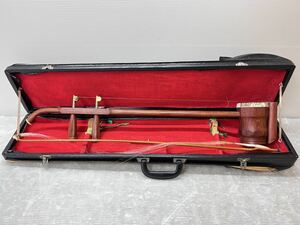 中国民族楽器《二胡》全長約82cm ニコ/中国楽器/弦楽器/八角型/蛇革 ジャンク品