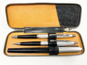SAILOR セーラー ペンケース 3本入り ボールペン シャープペンシル 万年筆 ブラック 本革 筆記用具 筆箱 収納ケース